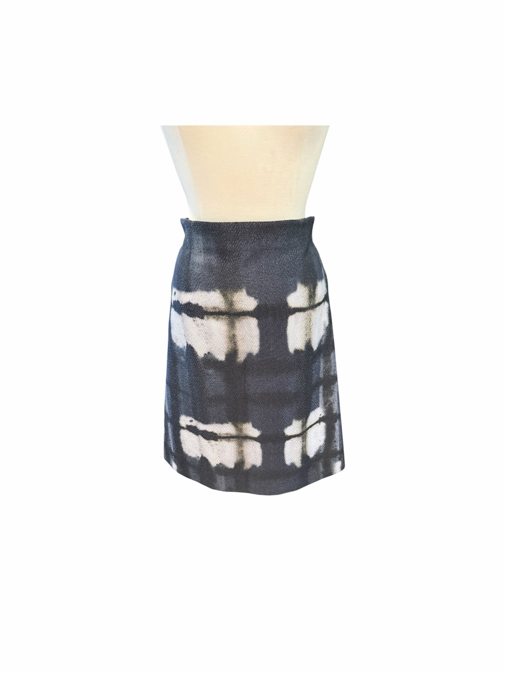 Lafayette 148 of New York Tie-Dye Navy and Off-White A-Line Skirt